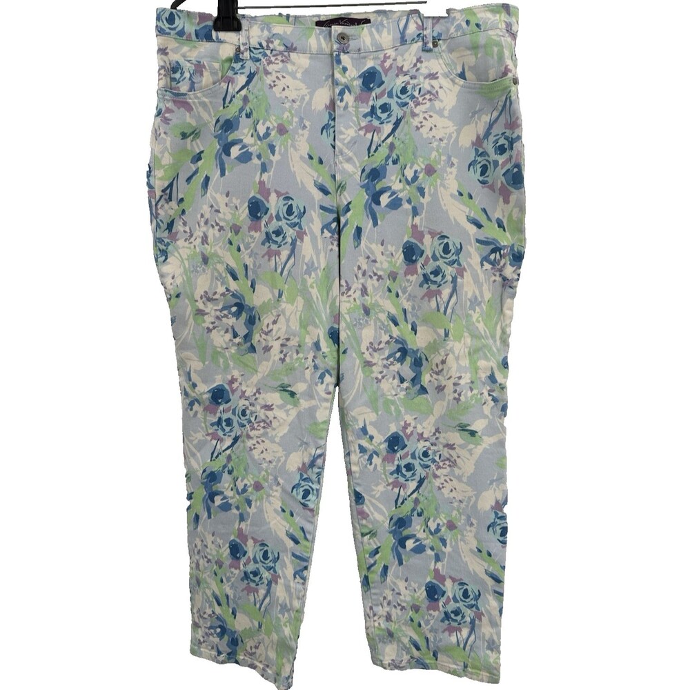 Gloria Vanderbilt Amanda Jeans 18W Floral Tapered High Rise Cotton Stretch